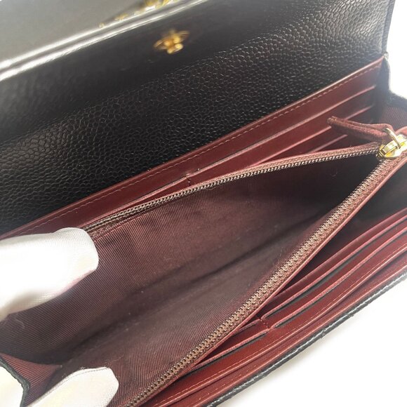 CHANEL CC Classic Caviar Flap Wallet Quilted Leather Chain Purse Black - Picture 13 of 14